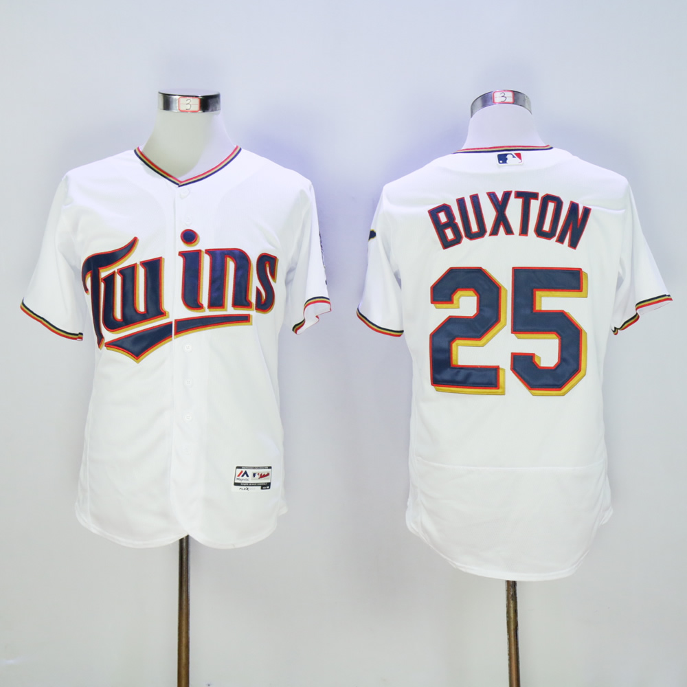 Men Minnesota Twins 25 Buxton White MLB Jerseys